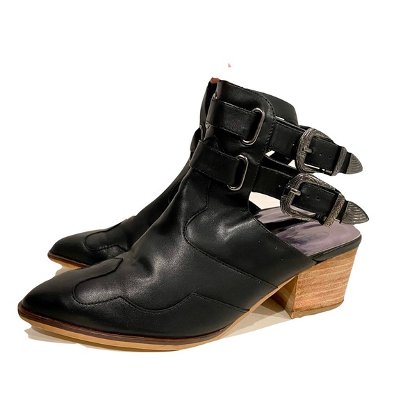 Carlos Santana Black Western Cowboy Booties with Dual Strap Closure Size 8.5 - Picture 2 of 10